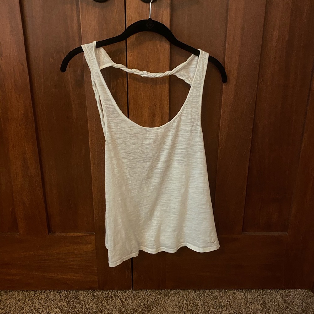 Alo Yoga White Twist Tank With Open Back Medium